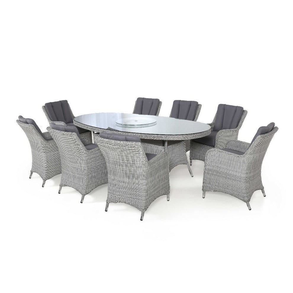A Ascot 8 Seat Oval Rattan Dining Set with Lazy Susan & Weatherproof Cushions - Image 6