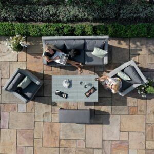 Alternative view of Snug 3 Seat Rattan Sofa Dining Set with Fire Pit Table & Weatherproof Cushions
