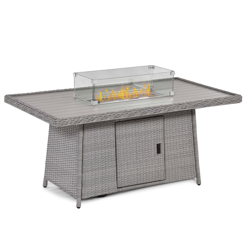 Snug 3 Seat Rattan Sofa Dining Set with Fire Pit Table & Weatherproof Cushions - Image 4