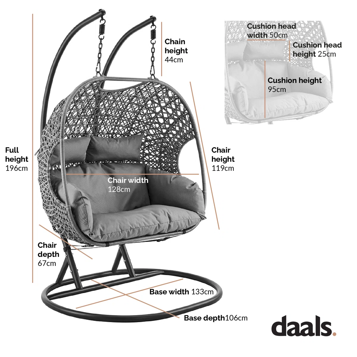 RATTANE Double Swing Chair with Stand - Image 5