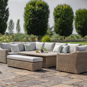 Alternative view of Fairford Rattan L-Shape Sofa with Rectangle Piston Adjustable Height Table, Bench & Chair – Covers Included for Free